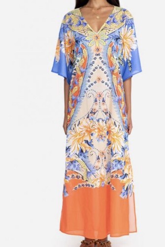 Maxi Vestido Johnny Was $278 Nuevo con etiquetas Peace Kahlo Caftán Cubierta XS - Imagen 6 de 8