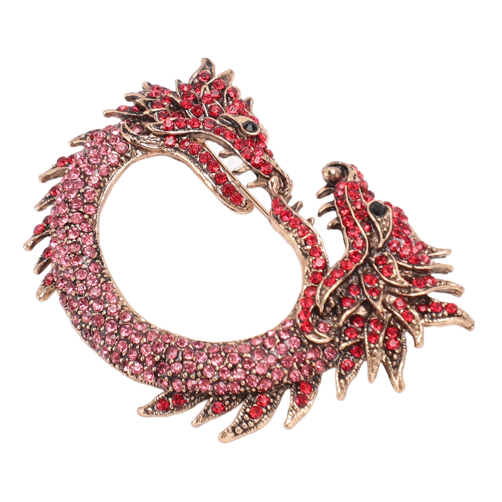 Zodiac Chinese Dragon Brooch Pin Dual Heads Sparkling Antique Chinese Dragon BAJ