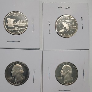 UNC lot of 4 1980 & '81 DDO, toned  + '05 land of Lakes & '02 LA - PROOF QTR's 