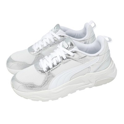 Puma Trinity 2 LT Metallic White Metallic Silver Women Casual Shoes 404746-01