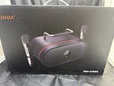 RHM K666 Karaoke Machine 2 Wireless Microphones Bluetooth/Aux/Usb/Pc Black