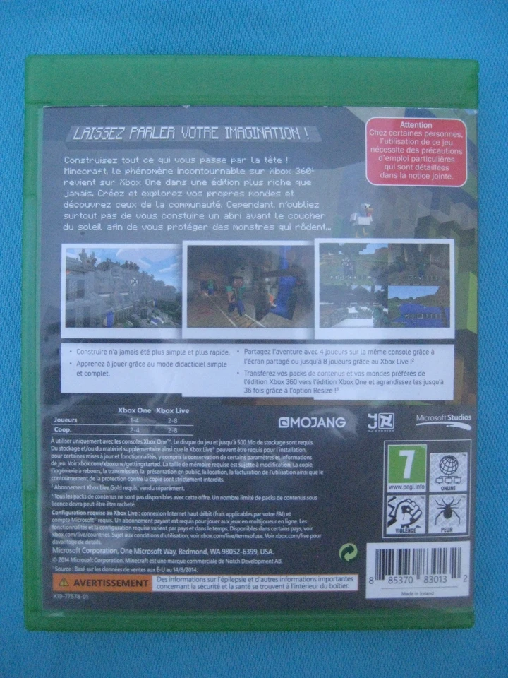 XBOX One/Minecraft/VF/TBE/sans rayures - Photo 3/3