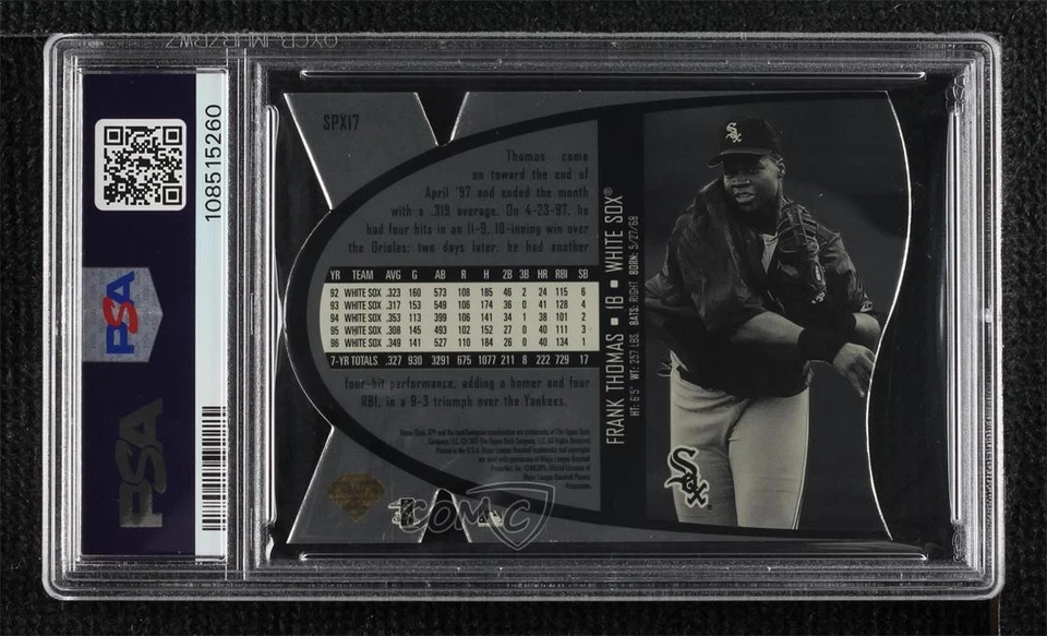 1997 SPx Silver Frank Thomas #SPX17 PSA 9 MINT HOF - Image 2 of 2