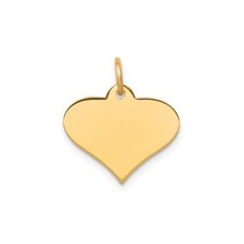 14k Yellow Gold Heart Pendant for Women Polished Engravable Charm Necklace