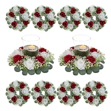 Wedding Table Flower Centerpiece: 10 Pcs 14 Inch Diam Large Crimson White Ros...