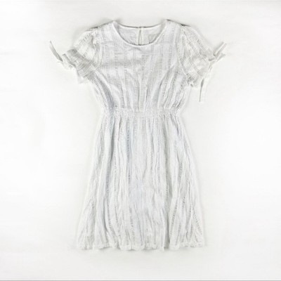 Anthropologie Eri + Ali Cotton Lace Crochet Short Sleeve White Midi Dress