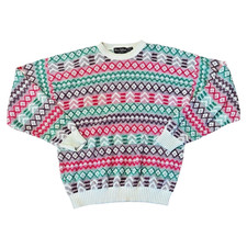 Vintage New Yorker Sweater Medium 100% Cotton Fair Isle Made In USA Holiday Knit