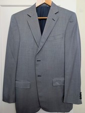 Ermenegildo Zegna Wool Silk Birdseye Blazer, Blue-Grey, 50R US 40R , Roma