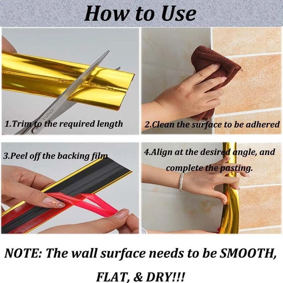 Tira de bordes de pared hágalo usted mismo autoadhesiva borde de ángulo de esquina flexible Foto 2 de 4
