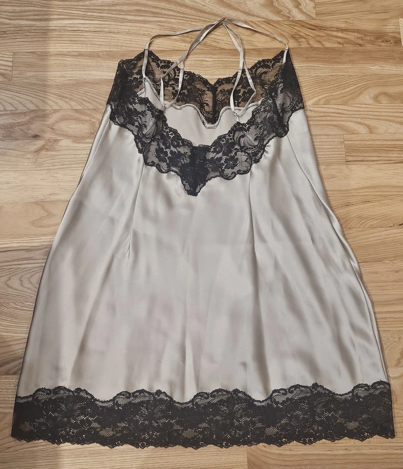 Camisón AUGUST SILK ÍNTIMATES Encaje 100% Seda Beige Chemise Slip Nuevo sin Etiquetas Foto 4 de 4