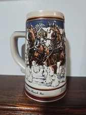 1989 Budweiser Collector Stein, Clydesdales, Ceramarte, Deep Maroon Color, Nice 