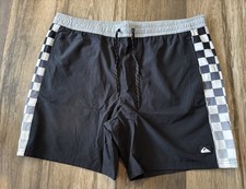 Men  s Quicksilver XL Swim Trunk Swimsuit Drawstring Short Black And Checker