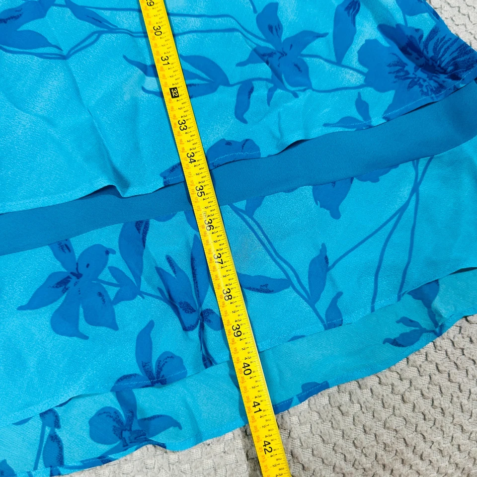 VINTAGE RETRO TURQUOISE BLUE FLORAL TROPICAL HAWAIIAN PRINT LONG MAXI SUNDRESS - Image 4 of 4