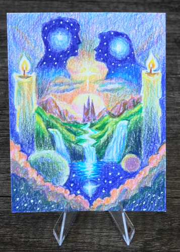 Valley of the Inner Light Original Surreal Fantasy Art 3x4 ACEO Prismacolors