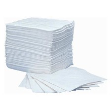 Oil Absorbent Pads 50 Pack Heavy Duty 12 Gal Polypropylene White 15x19 Inch