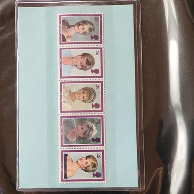 Princess Diana Commemorative Stripes Of Five Stamps, certified Authentic.