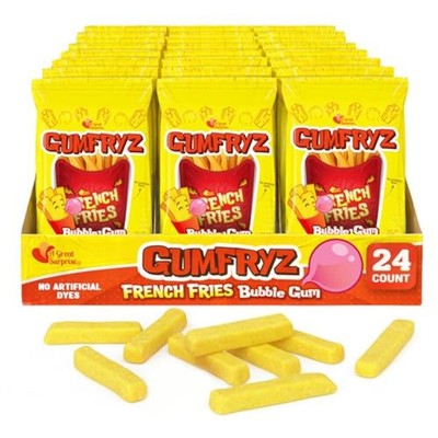 French Fries Bubble Gum 24 Count Bulk Pack Novelty Bubble Gum No Artificial Dyes