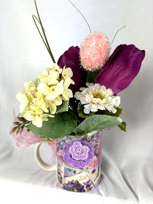 Easter Coffee Tea Mug 1994 Floral Arrangement Gift 10''