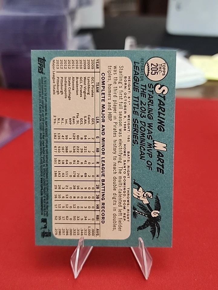 2014 Topps Heritage Chrome Purple Refractor #205 Starling Marte Pirates z - Image 2 of 3