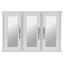 Bathroom Mirror Cabinet Habitat 3 Door Mirrored White Wall Mounted Defect Door