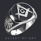Masonic Ring Blue Lodge 925 Silver Freemason Masonry All Seeing Eye blackened