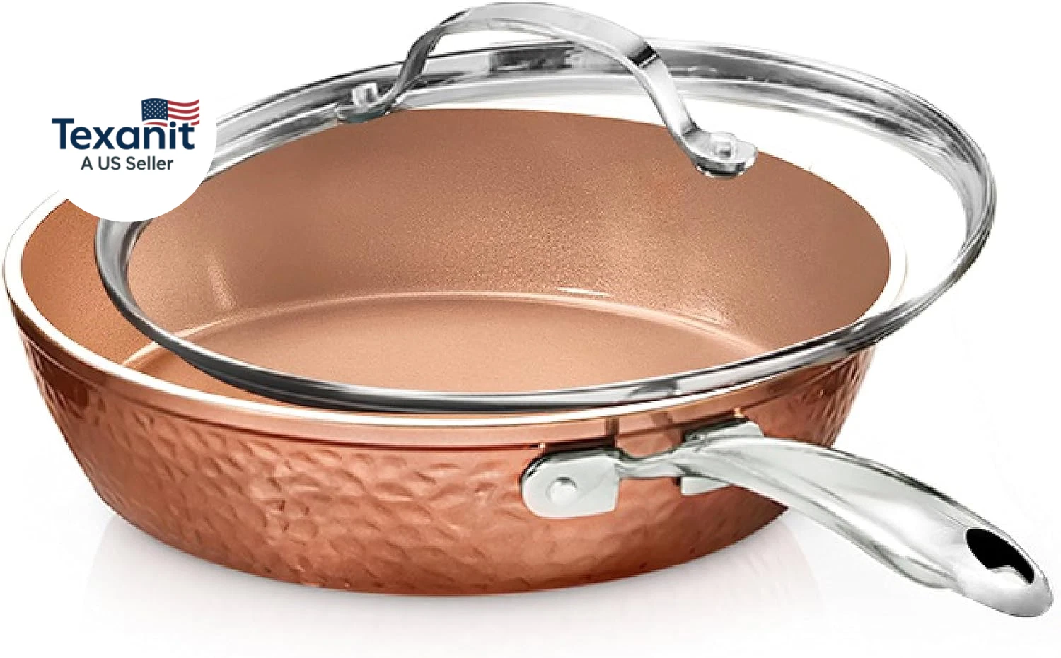 10 Inch Hammered Non Stick Frying Pans, Nonstick Frying Pan with Lid, Nonstick P