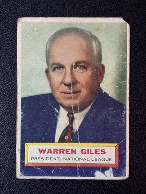 1956 Topps Warren Giles #2 Gray Back (RC) President National League