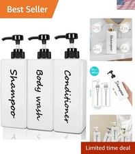 Shampoo and Conditioner Dispenser Set of 3, 21oz Modern Refillable Shampoo Pu...