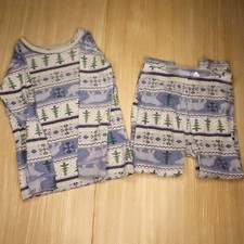 Baby Gap Blue White Christmas Scene Long John Pajama Set 4T