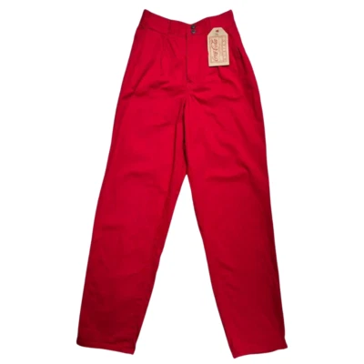 Vintage 80s 90s Coca Cola Rouge Pantalon 8 Conique Taille Haute Mom Tonneau BNWT - Photo 1/4