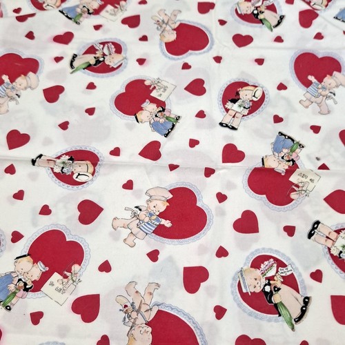 Mabel Lucie Attwell Valentine 19" X 42 Fabric Woodrow Heart Kids Kewpie Children - Picture 5 of 5