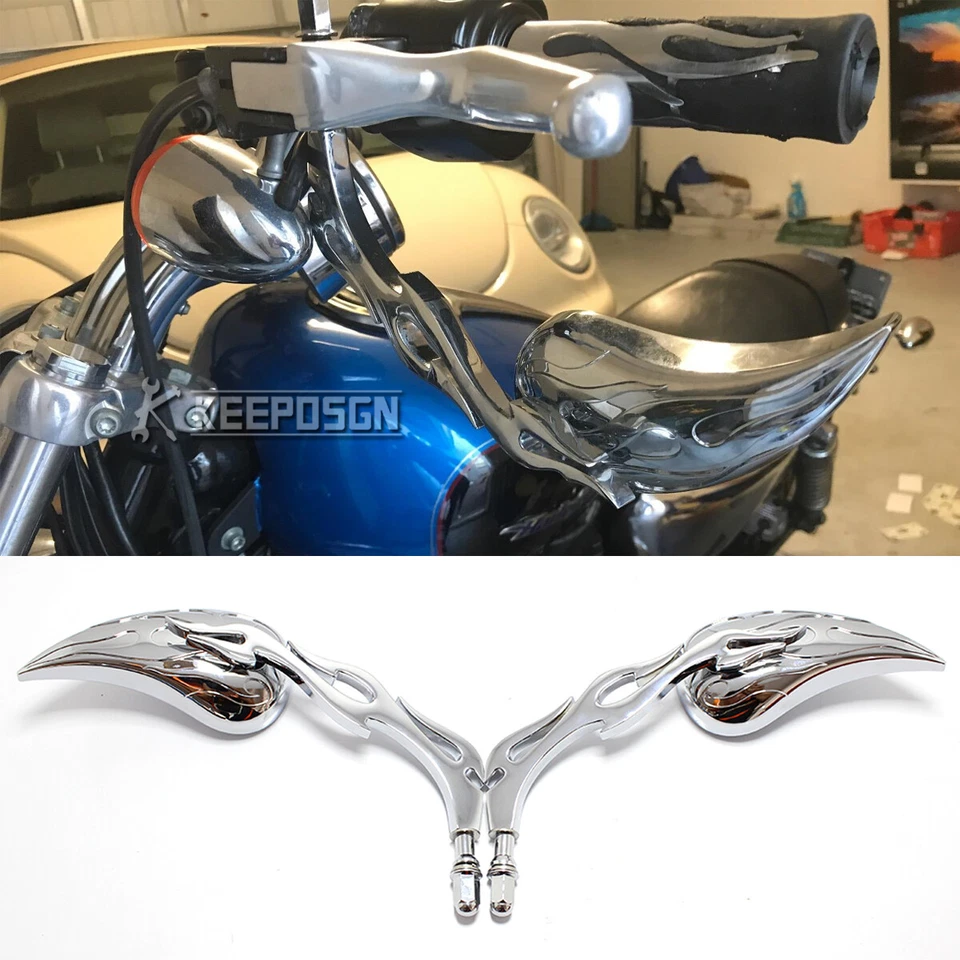 Par de espejos retrovisores laterales Tear Drop para Harley Sportster Softail Heritage Big Dog Bobber Foto 2 de 4