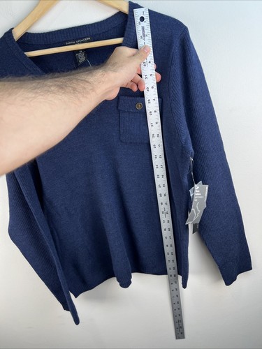 Sarah Spencer Sweater Adult 2X Merino Wool Blue Pocket Women A51 - Picture 6 of 9