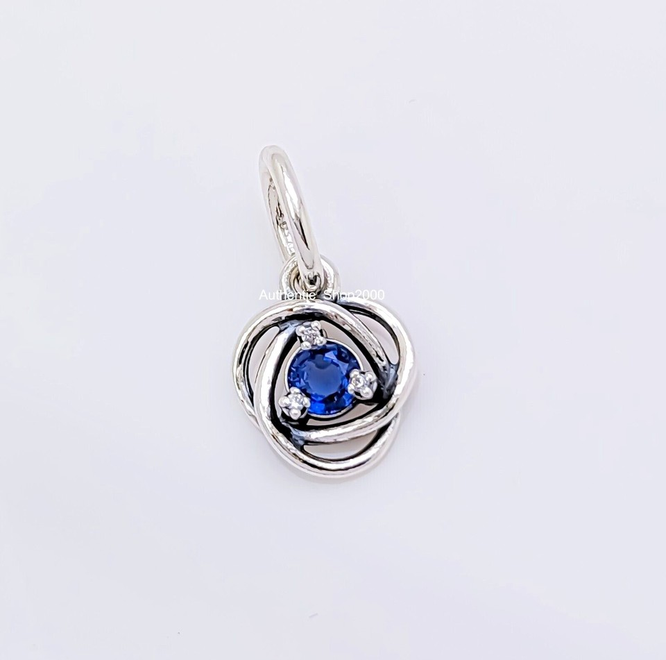 New PANDORA 925 Birthstone September Blue Eternity Circle Dangle Charm ...