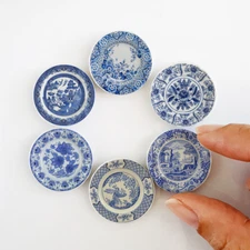 Dollhouse Miniatures Ceramic Plates Willow Wall Kitchen Home Decor Handmade Set