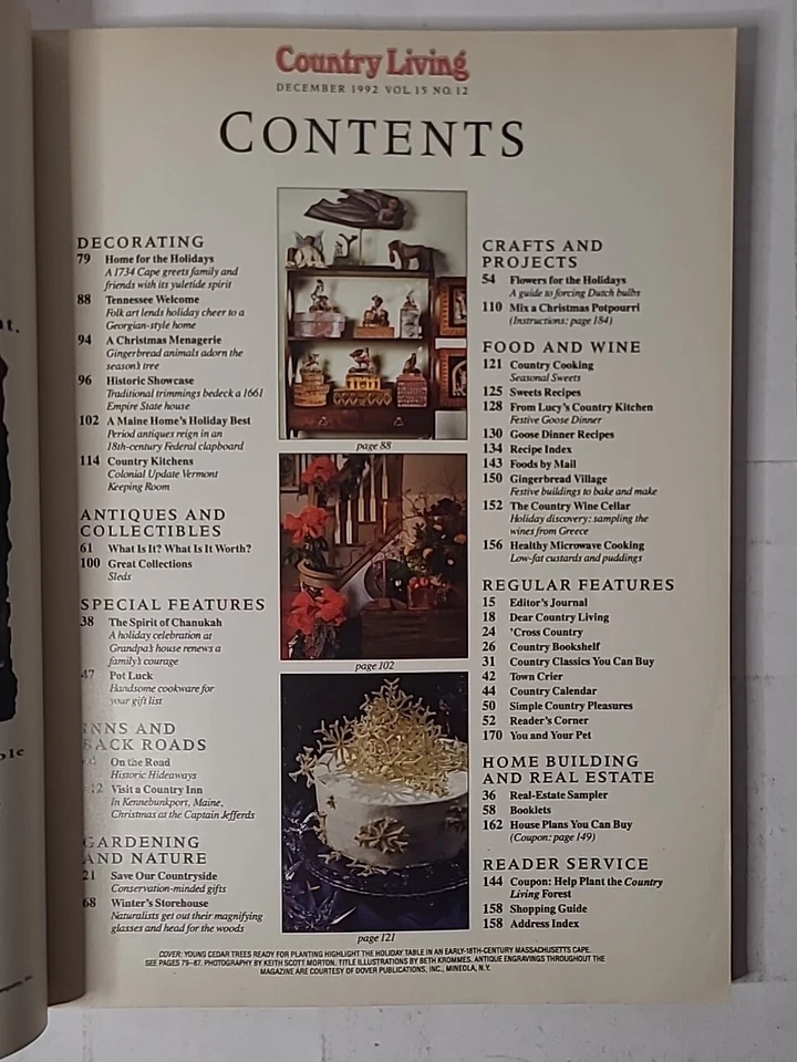 COUNTRY LIVING Magazine December 1992 Christmas / Holiday Issue Foto 2 de 2