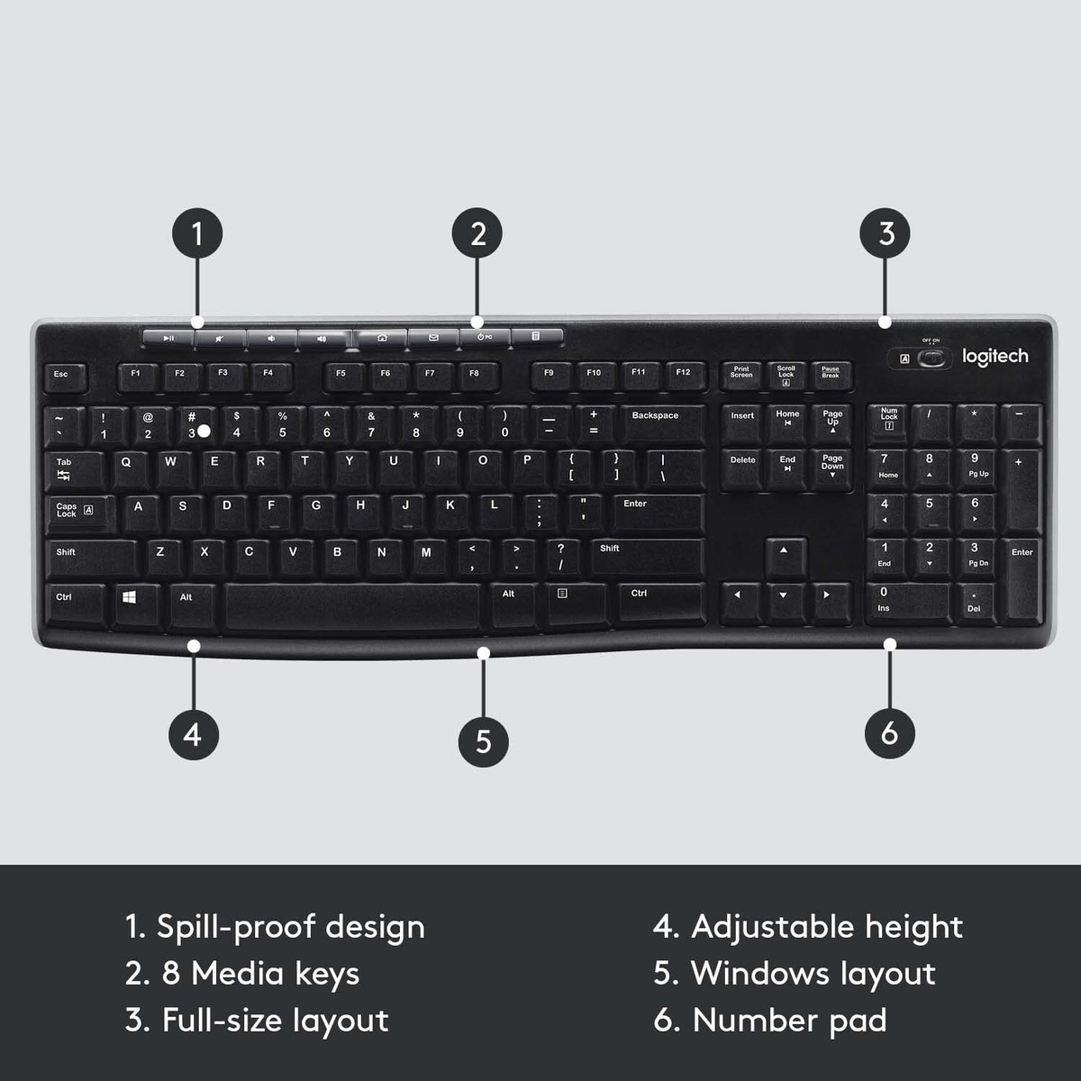NO USB RECEIVER) Logitech K270 Wireless Keyboard Windows/MAC Full