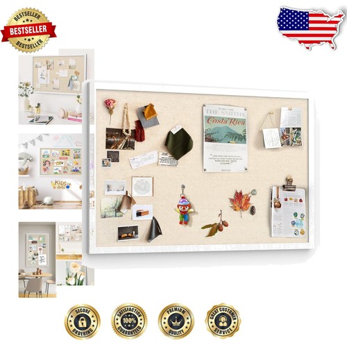Practical Large Linen Cork Bulletin Board 30x20 with Pushpins for Home & Office