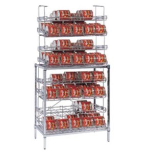AMCO SM4-B - #10 Can Chrome Rack - Four Shelves - 120 Can Capacity - Front Load