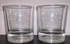 CROWN ROYAL DETAILED LOGO BOTTOM ROCKS OLD FASHIONED LOW BALL GLASSES SET LOT 2