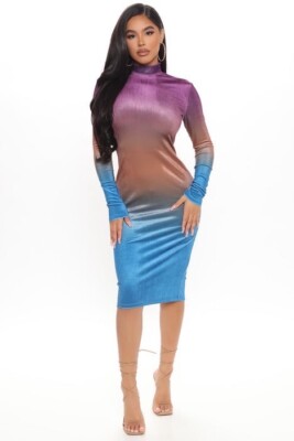 Fashion Nova NWT! On The Horizon Velvet Midi Stretch Dress Size S | eBay