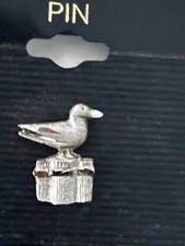 NWT Tiny Pewter Seagull on post Pin Lapel Tac VINTAGE Made in USA P106
