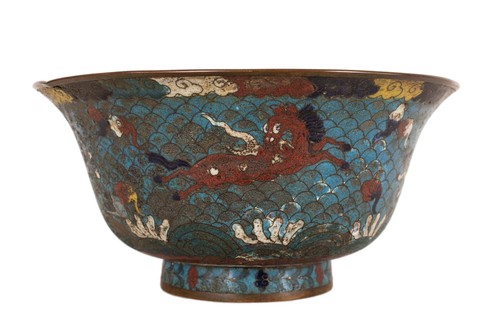 Eine große, antike Cloisonné Emaille - Schale im Ming-Stil, China, 19. Jh. Qing - Bild 5 von 13