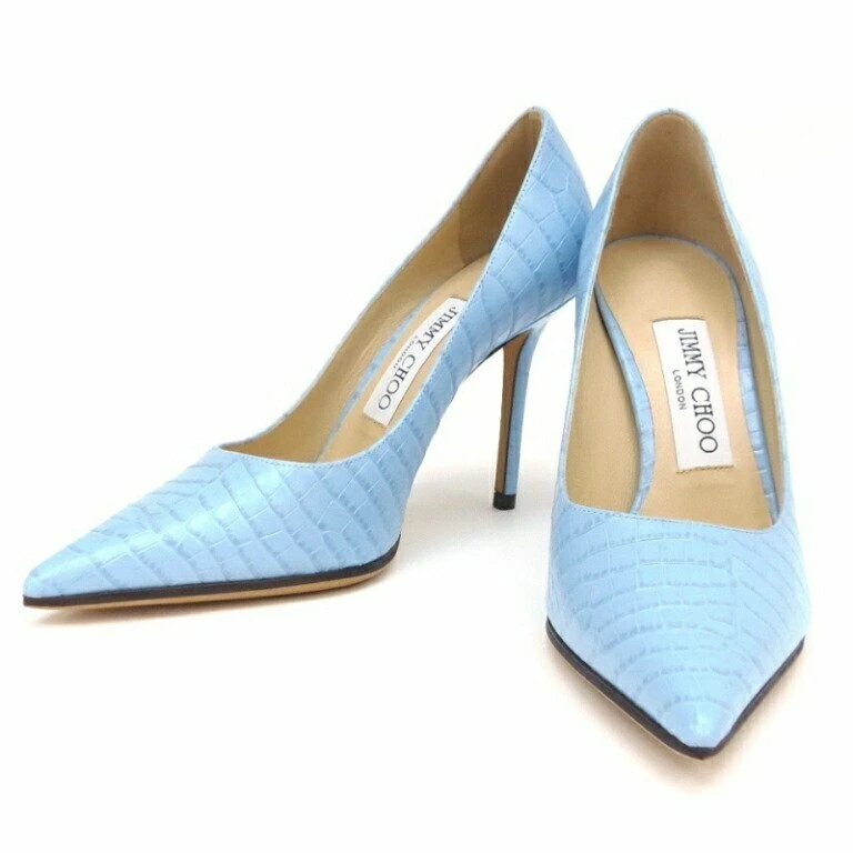 Jimmy Choo Pumps Croco Embossed Pointed To Color Blue size 5 US