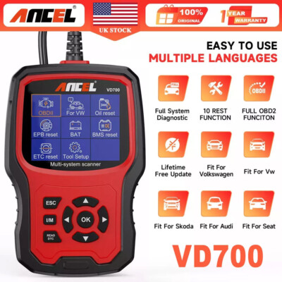 ANCEL VD700-US for VW AUDI Car Diagnostic All System OBD2 Scanner EPB OIL DPF