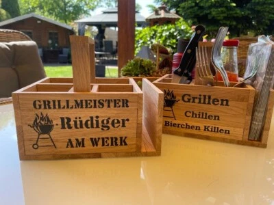 Grill Geschenk personalisiert Grillmeister | Grill Utensilo Geschenk Für Männer
