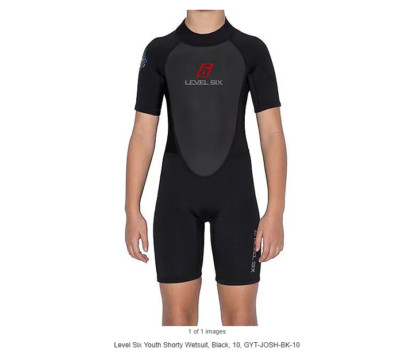 Level Six Kids Youth Shorty Wetsuit Black GYT-JOSH-BK2-12 Size 12