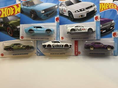 HOT WHEELS LOT OF 5 NISSAN SKYLINE'S DIFFERENT YEARS AND COLORS NIP