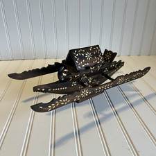 Sculpture Statue Wooden Canoe Boat. Ornate Wooden Approx 15&rdquo;x6&rdquo;