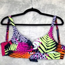 Bar III Tropical Print O ring Bikini Top Size M